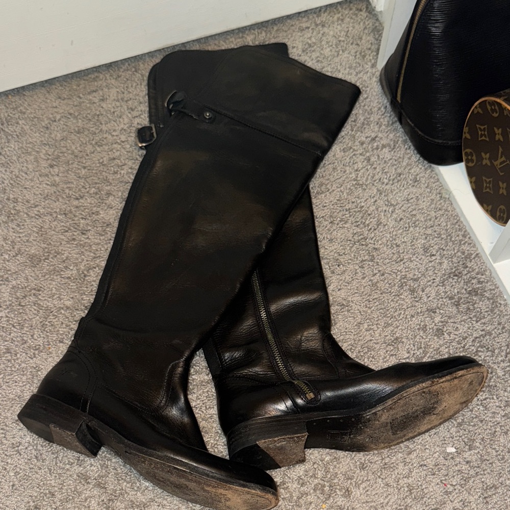 Frye Black Knee-High Leather Boots